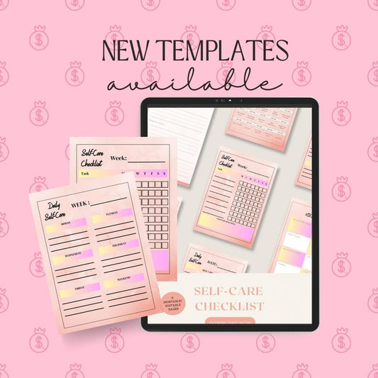 6 Page Self Care Checklist Tracker PDF